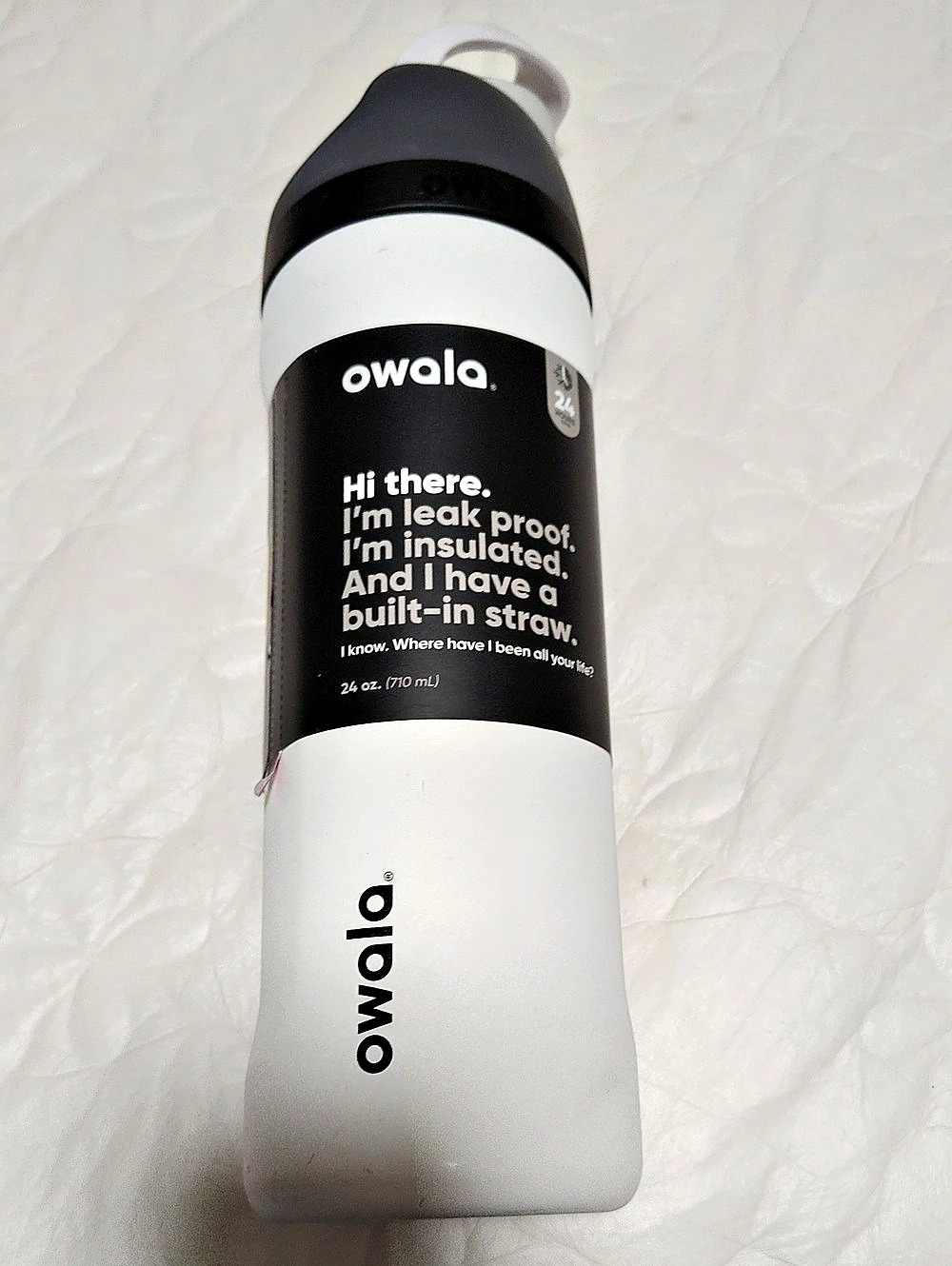 Owala FreeSip 24 oz Water Bottle White & Black